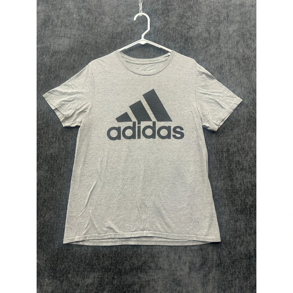 Adidas Amplifier Tee Shirt Mens Medium Gray Cotton Performance Badge Of Sport
